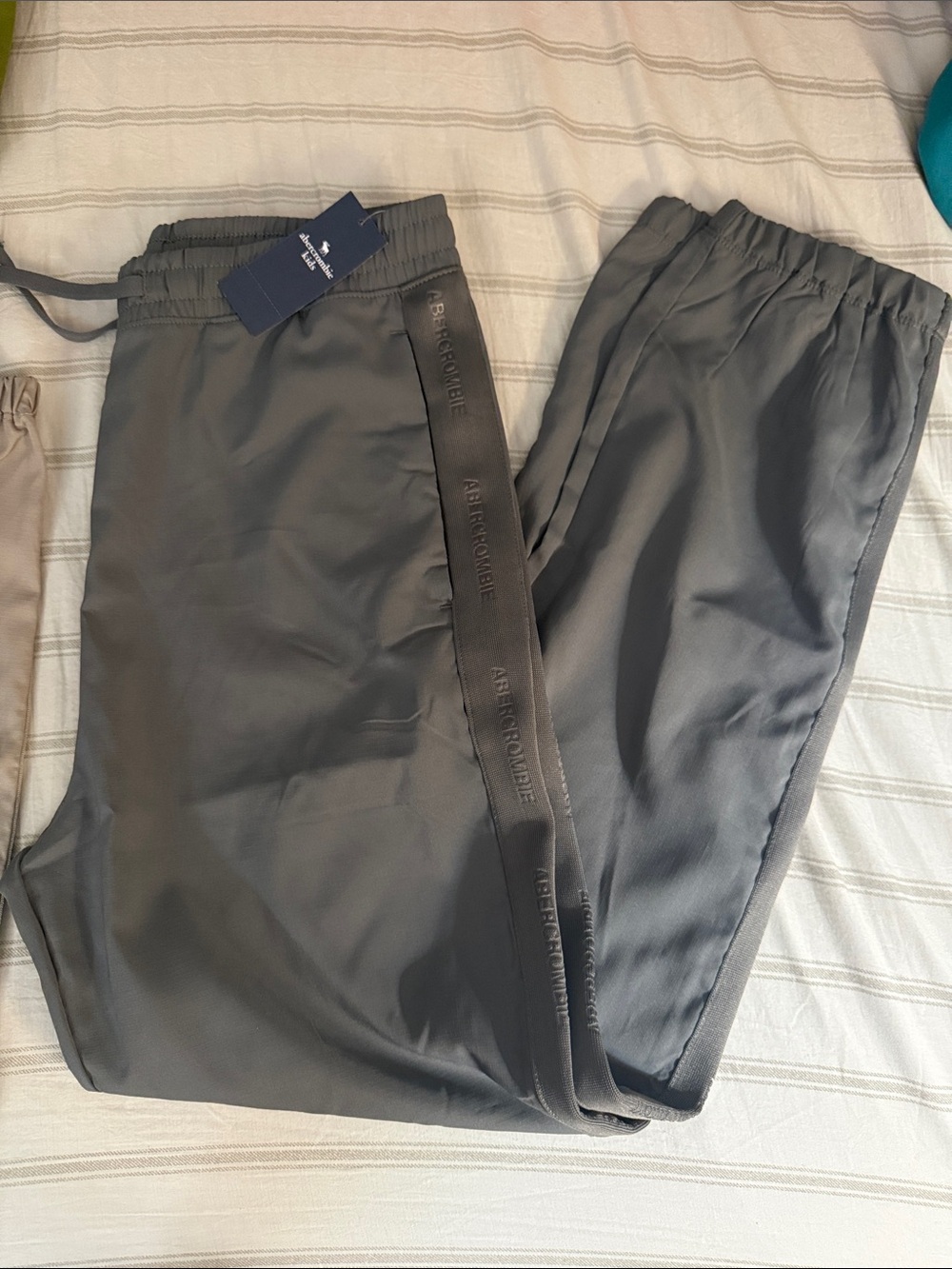 Abercrombie & Fitch Charcoal Gray Jogger Pants with Logo Side Tape